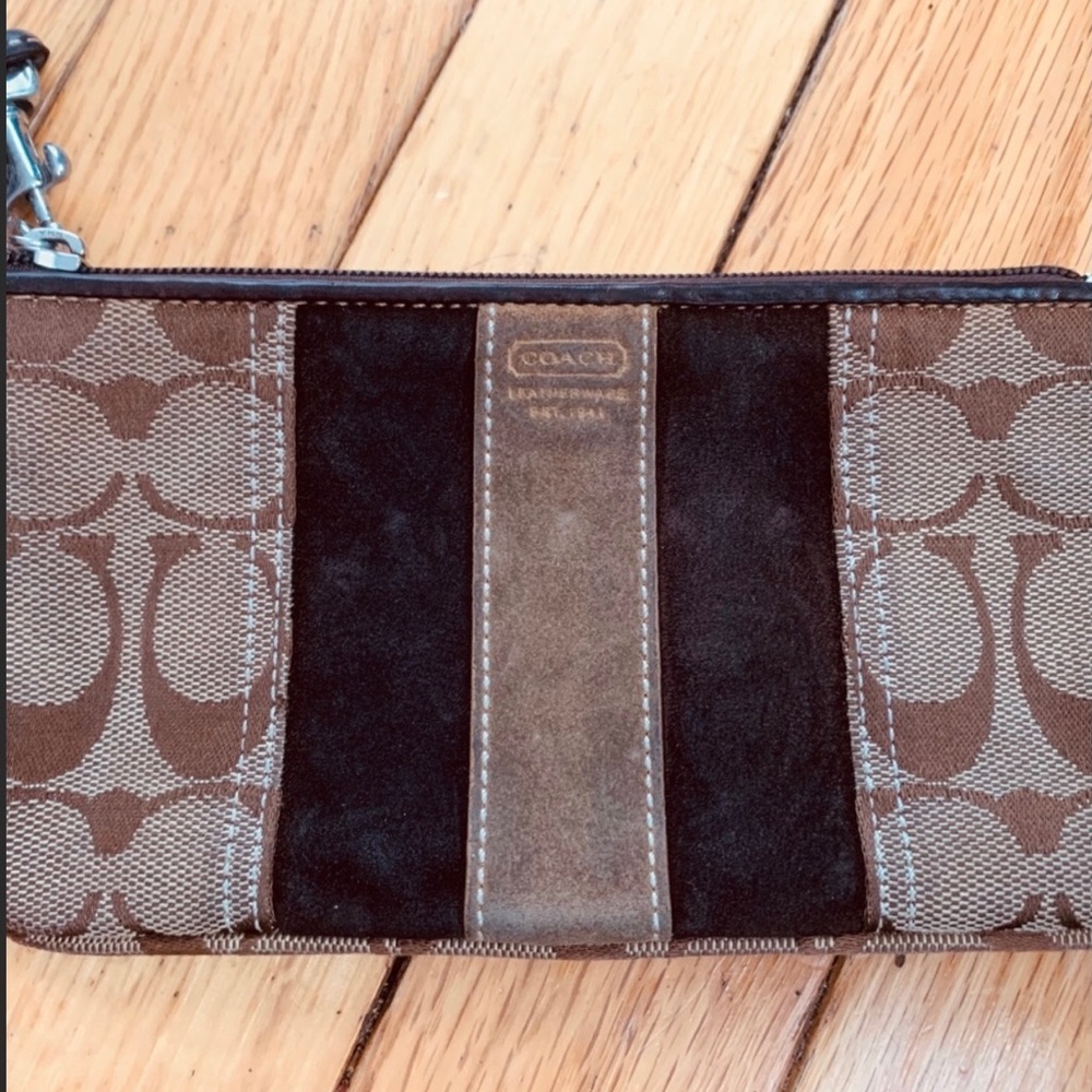 Vintage 90s Coach Signature Logo Wristlet Clutch